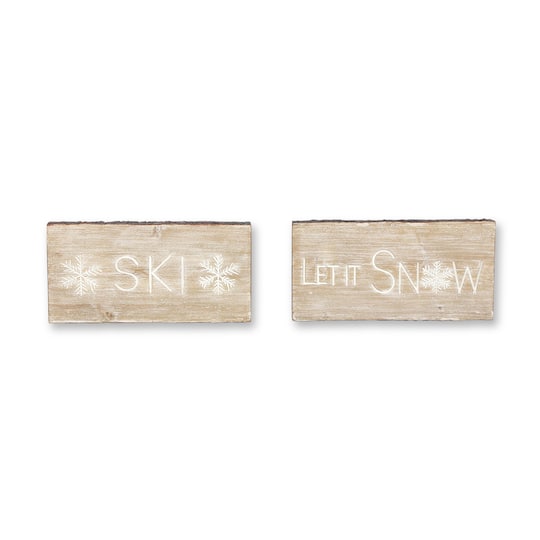 15" Let It Snow & Ski Plaque Set By Melrose | 15" x 1.5" x 8" | Michaelsยฎ